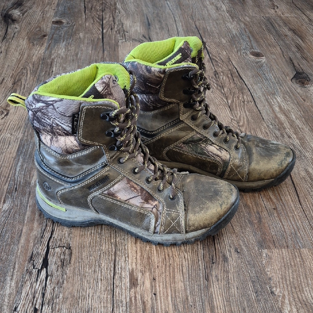 Wolverine Green and Brown Lace Up Boots